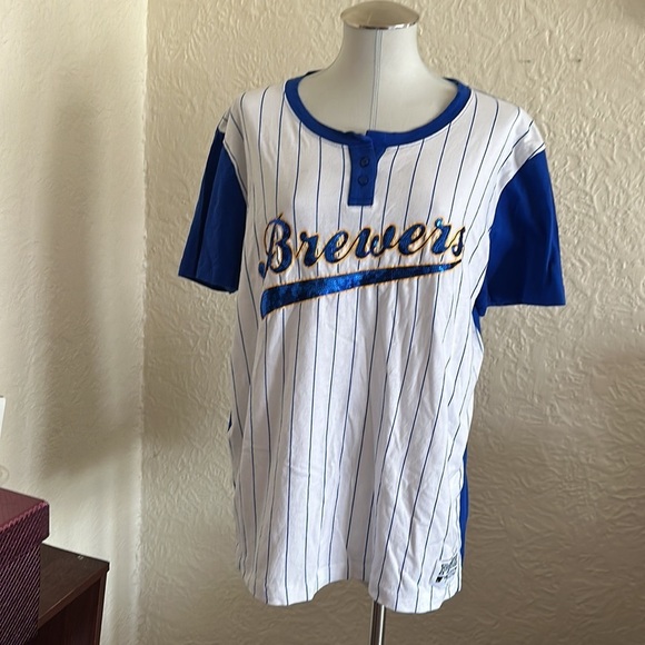 Victoria’s Secret Pink MLB Milwaukee Brewers T-Shirt Bundle Sequin Bling Green L - Picture 2 of 15